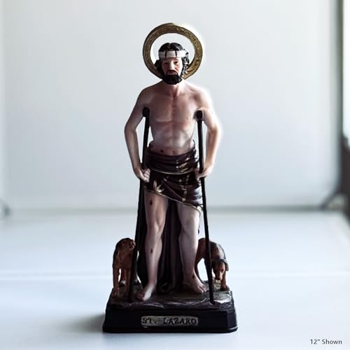 Estatua de Resina San Lázaro 12 pulgadas miniatura 3