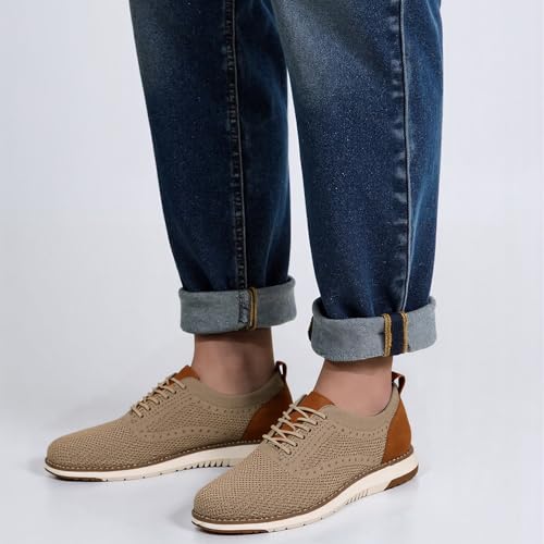 Image of DECARSDZ Casual Dress Shoes for Men Fashion Lace-Up Mesh Fabric Oxfords Breathable Lightweight for Daily Walking Breeze Sneakers