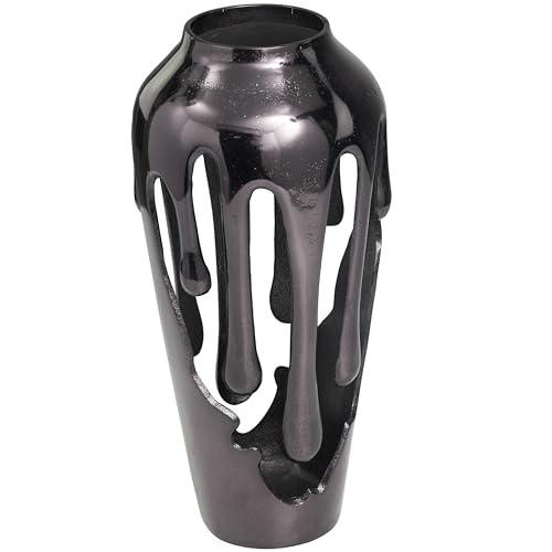 Image of Deco 79 Aluminum Metal Abstract Vase, Vase 7 inch x 7 inch x 15 inch, Black