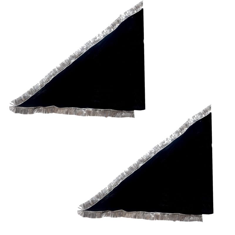 Pack of 2 Black Triangle Shiny Velvet Religious Islamic Flag, Moharram Flag Alam with Metallic Silver Border for House & Religious Purpose (0.75 mtr X 1 mtr) (29 x 39 inches) by Dulhan Enterprises-image-23