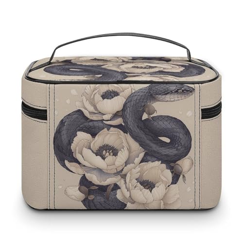 Foldable Travel Luggage Bag for Men And Women, Dry And Wet Separation Portable Travel Luggage Bag, Black Snake And Flower Printed Waterproof Sports Luggage Bag, Fitness Bag3