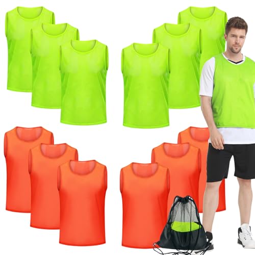 Image of 12 /24 /48Pcs Soccer Pinnies Youth, Scrimmage Team Practice Vests | Mesh Printed and Unprinted Numbers Team Pennies for Basketball Soccer Football Bibs Adults Kids