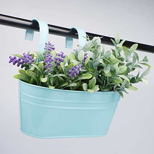 Glory Island 5 Pcs Hanging Flower Pot, Metal Iron Bucket Planter Box With Detachable Hooks, Outdoor Flowers Holder For Railing Fence Balcony Garden Yard #TOP5