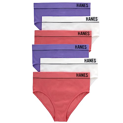 Image of Hanes Women's Originals Hi-leg Bikini Underwear, Seamless Rib Bikini, Assorted Colors, 6-pack