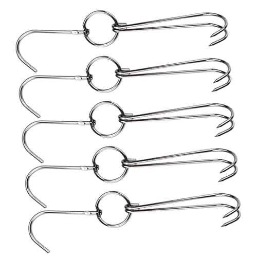 DOITOOL 5 Piezas Ganchos de Acero Inoxidable para Colgar Carne Doble Gancho para Tocino Cerdo y Embutidos Utensilios Resistentes para Barbacoa y Cocina Profesional
