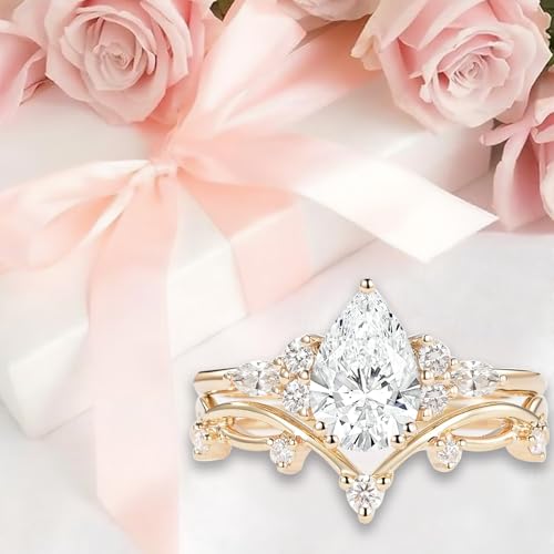 Moissanite Engagement Rings Set 1CT-4CT 925 Sterling Silver 10K Gold Custom Heart/Round/Teardrop/Oval Women Promise Ring Jewelry Gift for Wife/Mother4