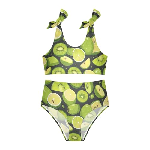 Green Kiwi Lime Girls' Two Piece Bikini Sets Scoop Neck Swimming Swimwear Swimsuit3