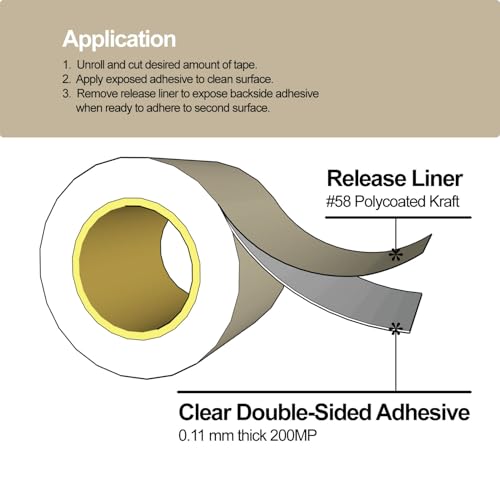 Image of Gizmo Dorks 468MP Adhesive Transfer Tape 12 in x 20 ft Roll | High-Temp Double-Sided, For 3D Printer PEI Sheets, Metal Nameplates & Industrial Signage, Heat Resistant 200MP Acrylic