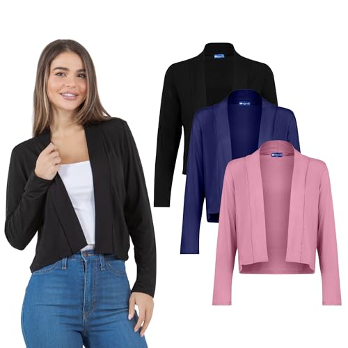 Image of Azules Cropped Cardigan for Women, Open Front Drape Lightweight Sweater Long Sleeves Women's Cardigans