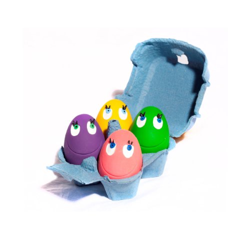 Mushroom and Co Lanco Rubberen speelgoed, voor kleine en middelgrote honden, eivorm, natuurlijk rubber, 4 stuks