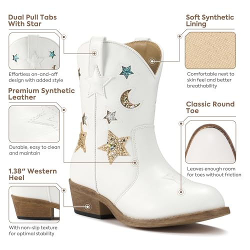 Rollda Girls Cowboy Boots, Cowgirl Boots for Girls, Star Boots Kids Western Boots for Toddler/Little Kid/Big Kid2