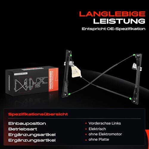 Frankberg Fensterheber Vorne Links Kompatibel mit Ibiza III 6L1 Schrägheck 2002-2009 6L3837755AA