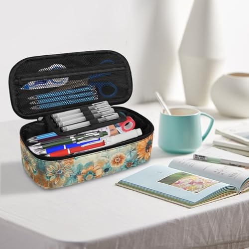Image of Dragonfly Flower Girls Pencil Case for Women Aesthetic Pencil Pouch Large Storage,Pencil Container for Elementary Kids Children Pencil Bag for Boys Adults Men Box Pencil Handbag