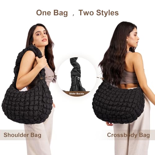 Image of Large Quilted Tote Bag Puffer Purse Quilted Crossbody Bags for Women with Adjustable Strap