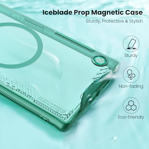 Image of Nillkin Magnetic for Galaxy S24 Ultra Case Clear, Compatible with Magsafe, Never Yellow & Biodegradable Material, Translucent Case with Invisible Kickstand & Camera Cover for Galaxy S24 Ultra, Green