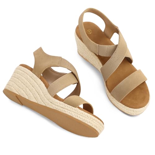 Espadrilles compensées sangle élastique et bout ouvert chic - 5