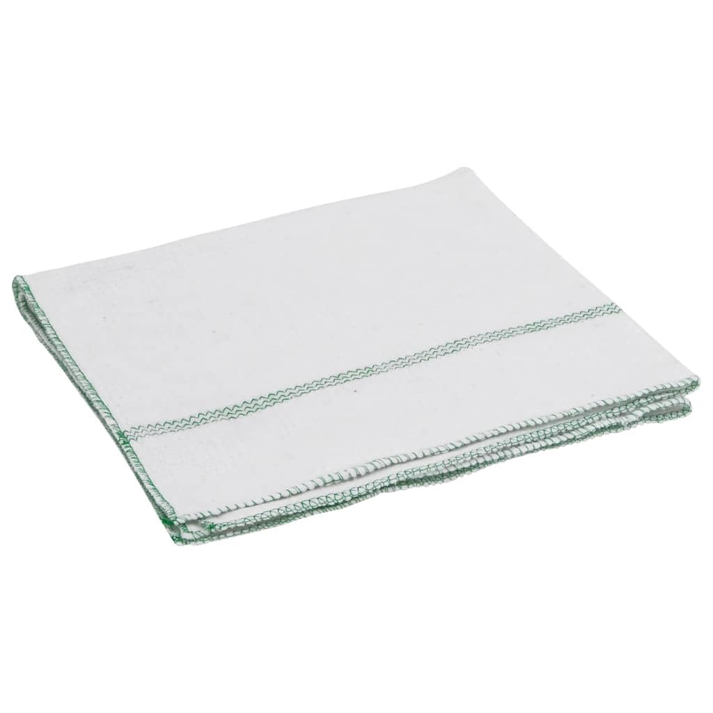 Paños de limpieza 10 unidades blanco verde rayas 50 x 60 cm algodón poliéster con bordes overlock para el hogar, cocina, baño, cuidado del suelo y eliminación de manchas