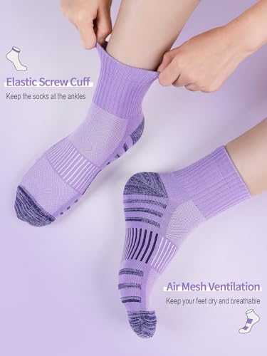 Image of Airacker Athletic Quarter Socks with Cushion Running Ankle Socks for Men Women 6 Pairs