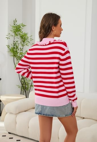 CCTOO Womens Fall Sweaters: Peter Pan Collar Cute Long Sleeve Button Knit Casual Pullover Tops2