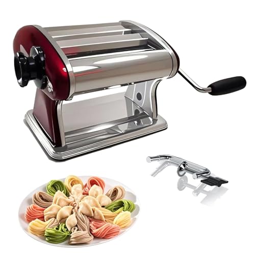 XINGYUEXUAN Manual Pasta Maker - Stainless Steel Noodle Machine with 2mm/4mm Cutters, Hand Crank for Homemade Spaghetti & Fettuccine