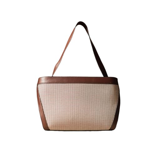 Image of Theater Check Tweed Shoulder Bag for Women | Structured Handbag with Faux Leather Trim | Spacious Medium Work Tote with Adjustable Strap | Office & Daily Use