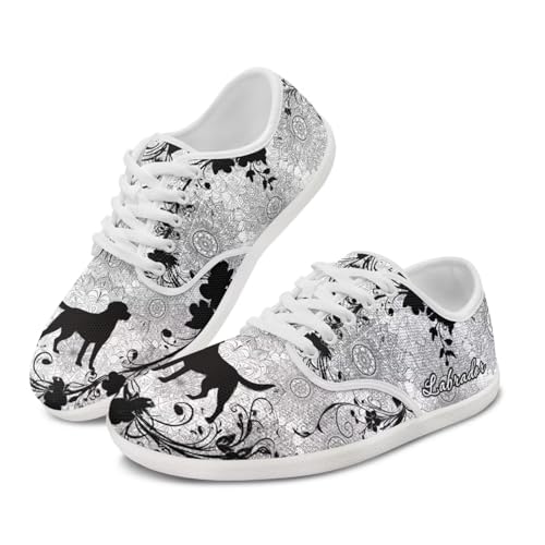 Howilath Ethnic Mandala Labrador Print Barefoot Shoes Women Lace up Loafers Shoes Walking Shoes Casual Breathable Shoes for Travel Camping Hiking