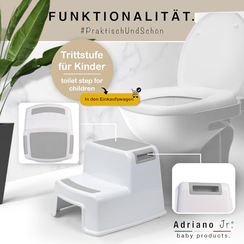 ADRIANO PORCARO® I Tritthocker Kinder I 2-Stufig Hocker I 26cm Hoch I Belastbarkeit 80kg I Gummierte Trittfläche I Hocker Kinder Bad mit… – Ansicht 8