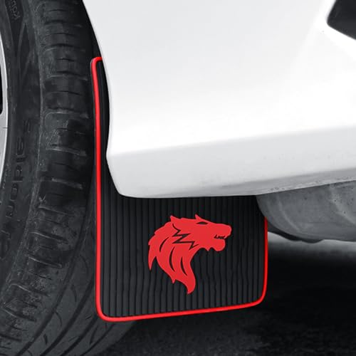 Image of Car Mud Flaps Screw and Clips Universal Rubber Mudguard Soft No Collision Splash Guards (2PCS, Wolf Head)