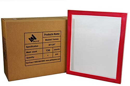 20 x 24 Inch Pre-Stretched Aluminum Silk Screen Printing Frames with 130 White Mesh (6 Pack Screens)