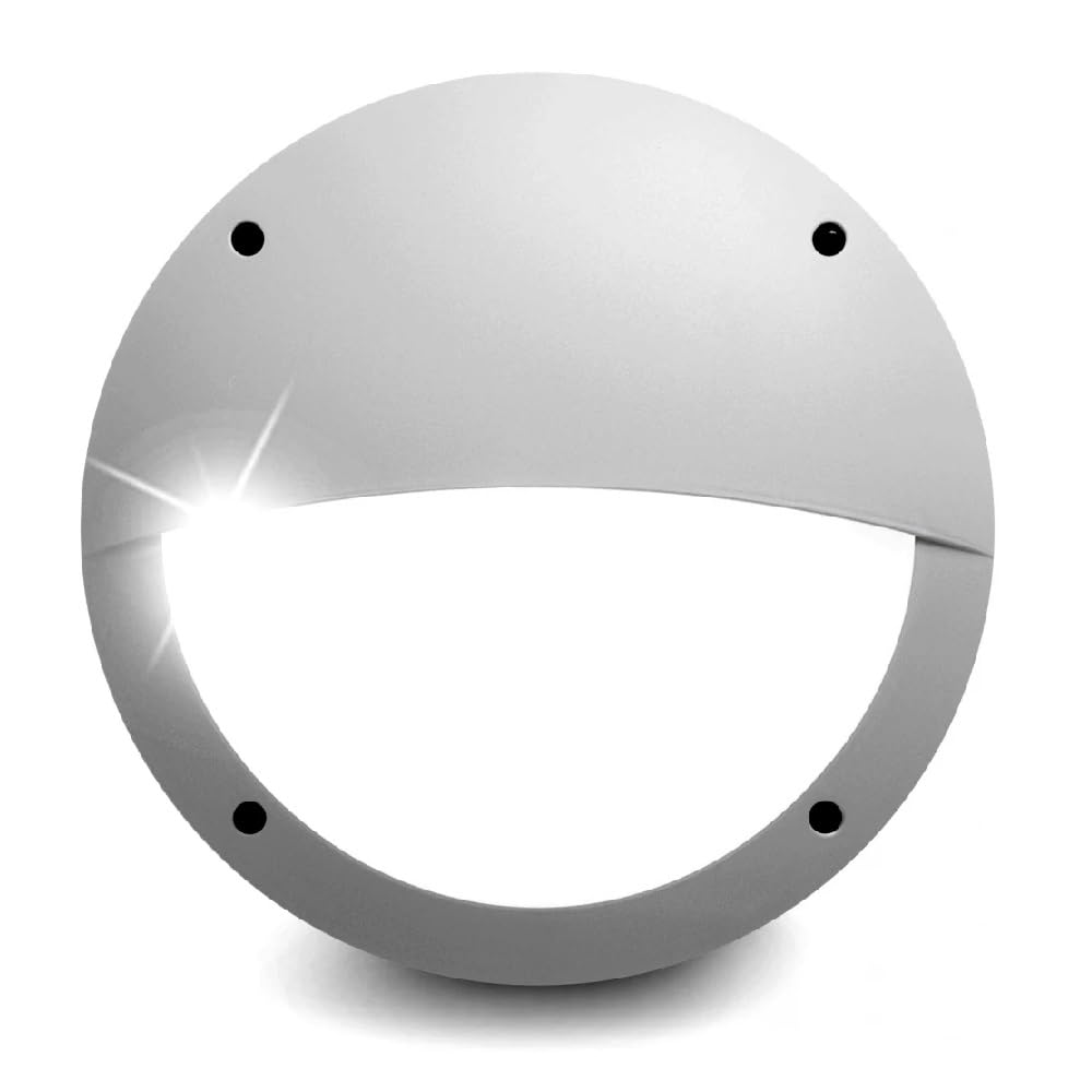 Britalia Grey Outdoor Modern Round Flush Eyelid Bulkhead Wall Light With Opal Diffuser | 30Cm Diameter | Ip66 Rated | 1 X Es E27 Lamp Bulb Required | Garden - Patio - Security | Polycarbonate Resin Coastal