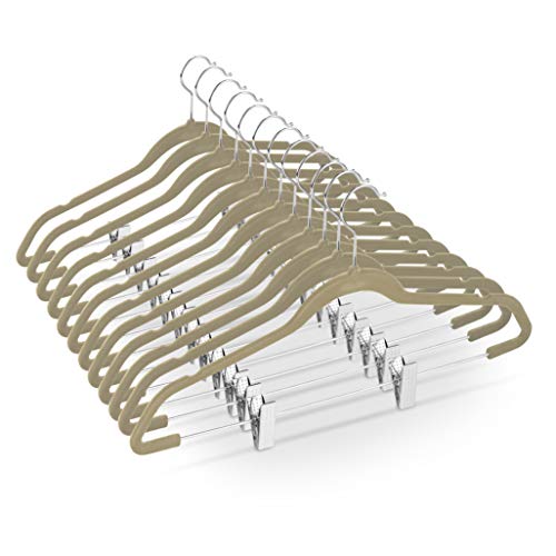 Premium Velvet Skirt Hangers (20 Pack) Non Slip Velvet Pants Hangers with Metal