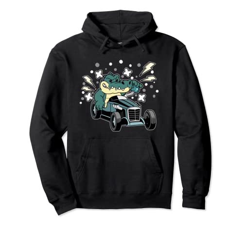 Lustiges Krokodil Rennen Auto Rennwagen Alligator Rennauto Pullover Hoodie