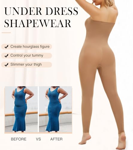 Image of Strapless Shapewear Bodysuit Tummy Control 4-in-1 Convertible with Detachable Straps Butt Lifting Full Body Shaper