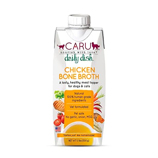 CARU Daily Dish Chicken Broth Meal Topper for Dogs and Cats - 1.1 lbs