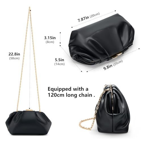 Image of Gurina Pleated PU Clutch Purse for Women Formal - Evening Bag with Detachable Chain for Weddings, Proms