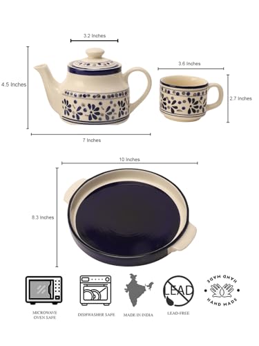 Image of miah decor Ceramic Tea Set with Kettle and Tray with 2 Cups