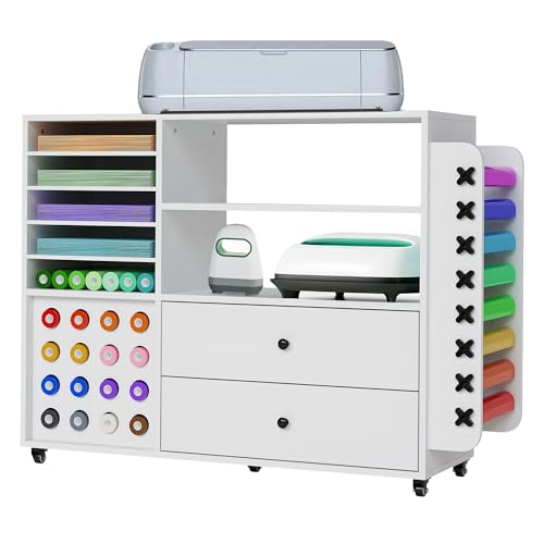 Craft Storage Cart Compatible with Cricut Machines, Mobile Craft Table
