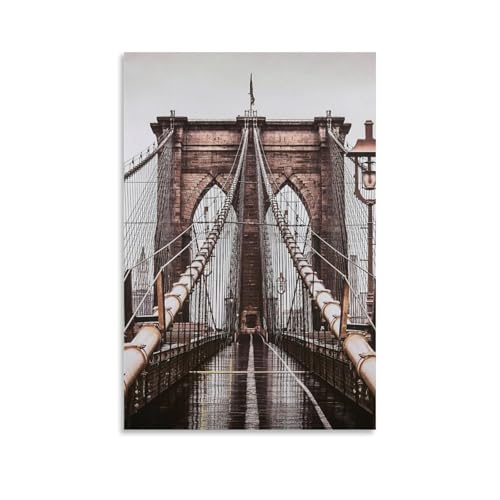 Brooklyn Bridge Canvas Picture Print New York Cityscape Artwork Vintage Lienzo Póster Arte de Pared Impresiones Póster Moderno Lienzo Arte Cuadros para Sala de Estar Dormitorio 20 x 30 cm