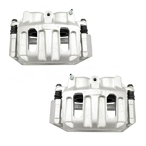 Image of TRQ Front Brake Caliper Set Zinc Coated Brackets Hardware Compatible with 1999-2004 Ford F 150 2004 F 150 Heritage