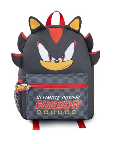 Sonic The Hedgehog Sac à dos 3D Shadow pour enfants | Sac d'école noir et rouge Ultimate Power !...