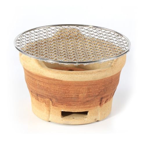 Estufa De Barro Para Asar, Parrilla Pequeña De Carbón, Estufa De Barro Para Acampar, Estufa De Barbacoa Multifuncional De Estilo Antiguo, Parrilla Portátil Para Barbaco,Brown-18.5x11.5cm/5.7x4.5in