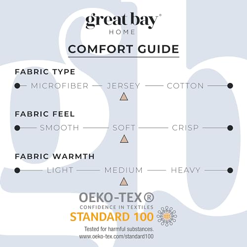 Image of Great Bay Home Full Flannel Jersey Knit Sheets. All Season, Soft, Cozy T-Shirt Sheet Set. Cotton Blend Bed Sheets. Cozy Flex Collection (Full, Light Grey)