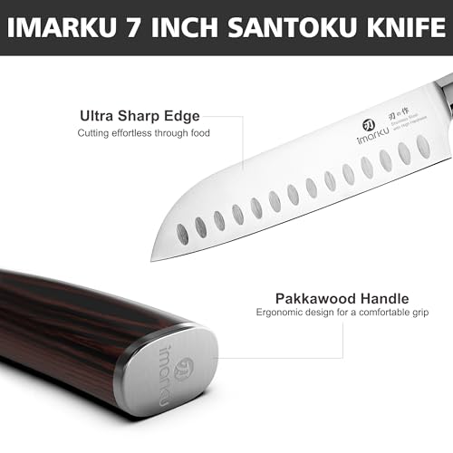 imarku Chef Knife 7 Inch Kitchen Knife Ultra Sharp Santoku Knife - High Carbon Japanese Chefs Knife, Kitchen Gadgets 2025, Apartment Essentials, Birthday Gifts for Him Her, Best Gifts for Women Men - Image 6
