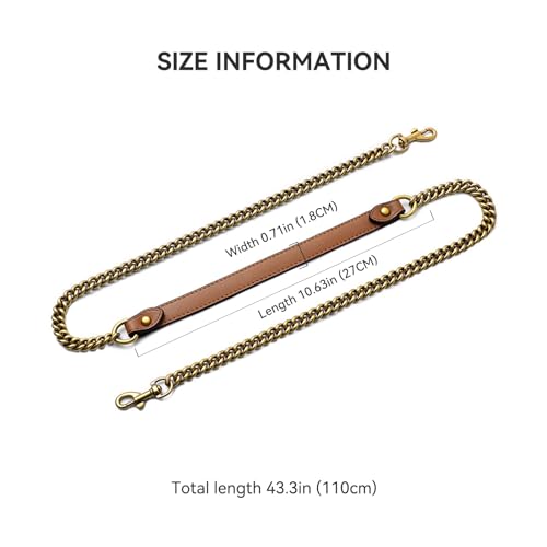 Image of jiesinlov Purse Leather and Chain Bag Shoulder Strap Replacement Crossbody for Handbags,43 Inches in Length(Gilt-brown)