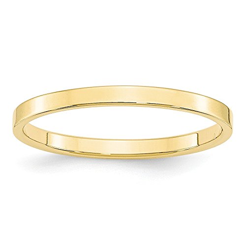 Solid 10k Yellow Gold 2mm Flat Wedding Band