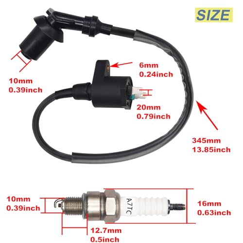 Image of GY6 Racing Ignition Coil with A7TC Spark Plug for 50CC 80CC 90CC 110CC 125CC 150CC Compatible with ATV Motorcycle Moped Scooter Go Kart Pit Dirt Bike