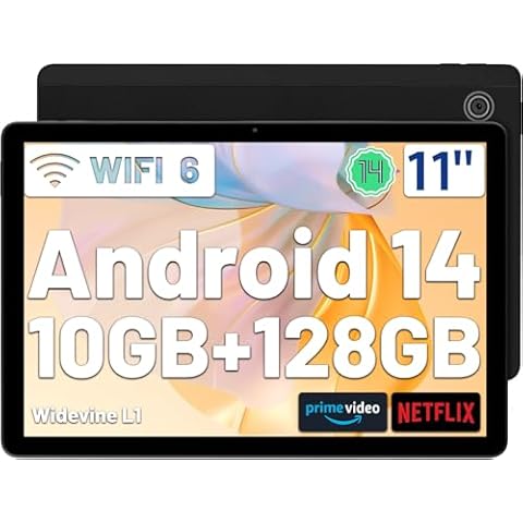 FECLYDET Tablet 11 Inch Android 14 Tablet 10GB+128GB+1TB Expansion Cover