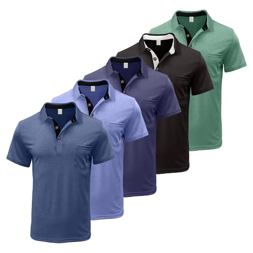 Men's Casual Polo Shirts Short Sleeve Summer Shirts Classic Collared Golf Shirt