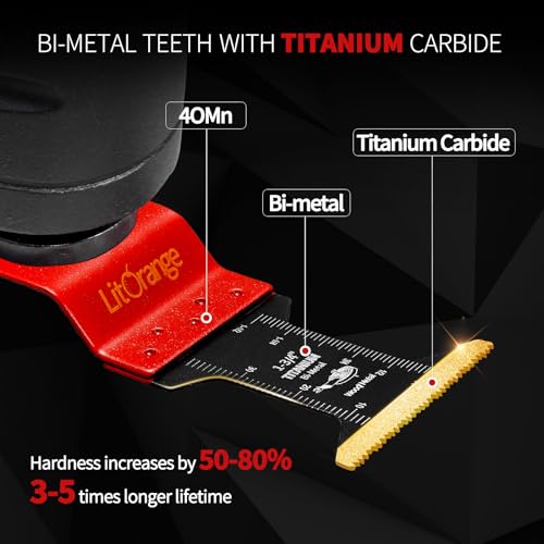 Litorange Titanium Oscillating Multi tool Blades, Universal Quick Release Saw Blades for Cutting Hard Materials Metal Nails Screws Wood and Plastic 2 Litorange Titanium Oscillating Multi tool Blades, Universal Quick Release Saw Blades for Cutting Hard Materials Metal Nails Screws Wood and Plastic - Image 2