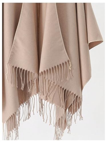 Verdusa Women's Fringe Shawls Wraps Winter Open Front Poncho Cape Oversized Cardigan Sweater2